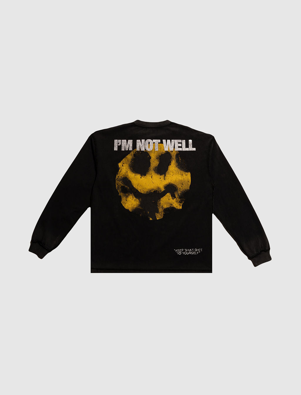 SMILEY FACE LONG SLEEVE T-SHIRT 2.0 IN WASHED BLACK