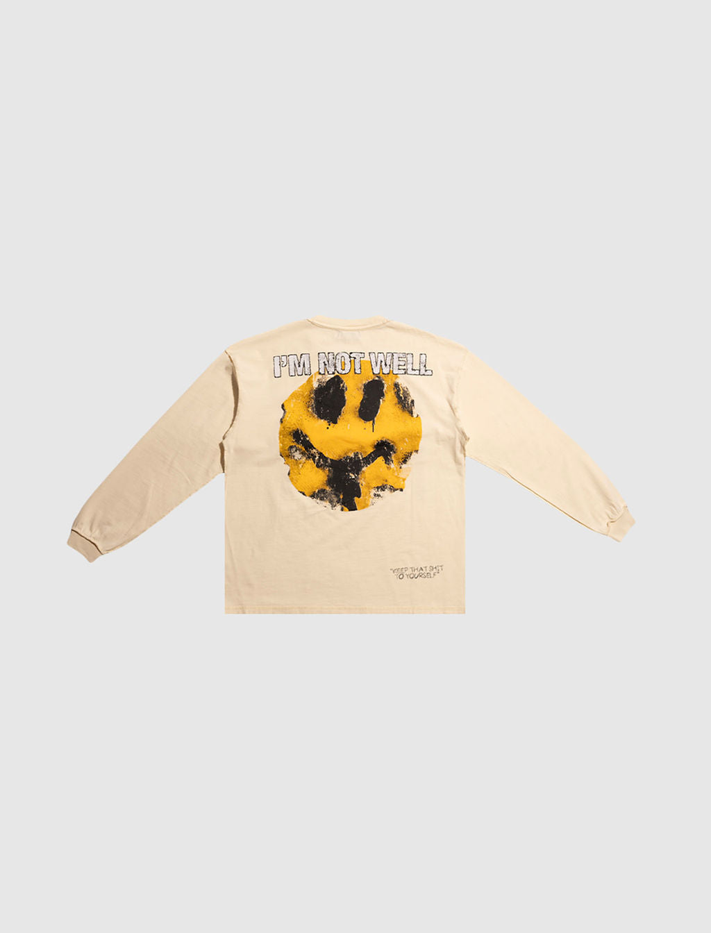 SMILEY FACE LONG SLEEVE T-SHIRT 2.0 IN CREAM
