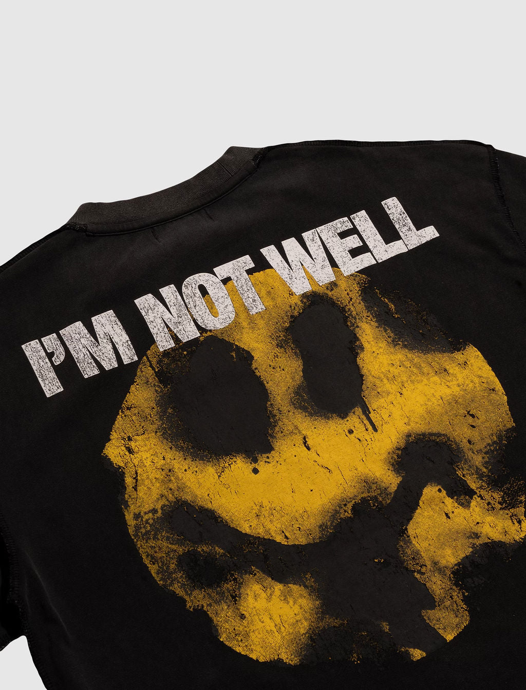 SMILEY FACE LONG SLEEVE T-SHIRT 2.0 IN WASHED BLACK